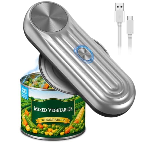 One‑Touch Rechargeable Cordless Electric Can Opener, Auto‑Stop Smooth‑Edge Lid Cutter, Hands‑Free Kitchen Gadget Fits Multiple Can Sizes for Food, Pet Food – for Seniors & Arthritis (Silver-Black) - Image 1
