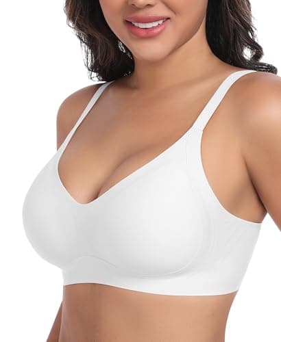 Ganado Bras for Women No Underwire Wireless Push Up Bra Full Coverage Seamless Comfortable Bralettes (White, Small) - Image 1