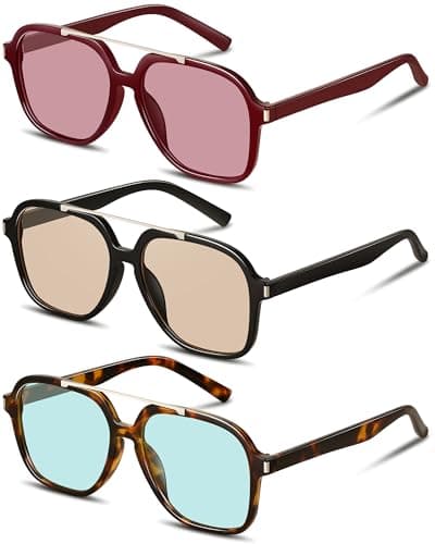 YMRFW Retro Aviator Sunglasses for Women Men Square Trendy 70s Vintage style Shades UV Protection - Image 1