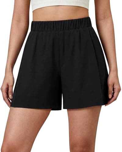 G4Free Womens Shorts Casual Elastic Waist Quick Dry Summer Light Athletic Shorts with Pockets (Black,XXL) - Image 1