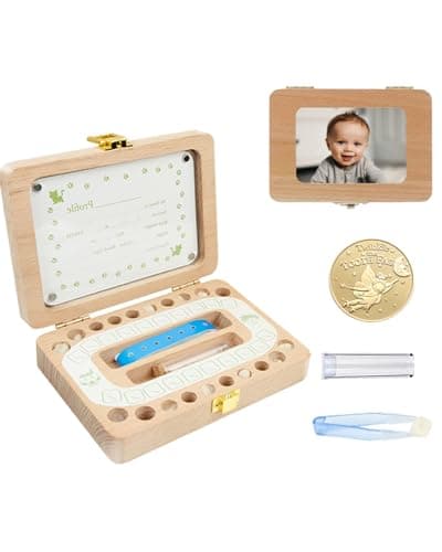 Tooth Fairy Tooth Holder, Handcrafted Natural Wood Storage Box with Fairy Gold Coin, Ideal for Baby Teeth Umbilical Cord Lanugo, Odorless Non-Toxic Keepsake Organizer for Lost Teeth (Large) - Image 1