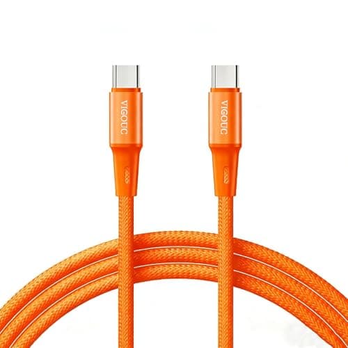 VIGOUC USB C to USB C Cable, 65W 3.3 FT 2Pack Type C Cable Fast Charging Cable for iPhone 17 Series, Samsung Galaxy, for MacBook/iPad (Orange) - Image 1