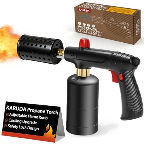 Propane Torch Gun,Flame Thrower,Cooking Blow Torch Gun with a Safety Lock,Charcoal Lighter,Adjustable Kitchen Torch Gun for Campfire,Grill, Sous Vide, BBQ (Tank Not Included) - Image 1
