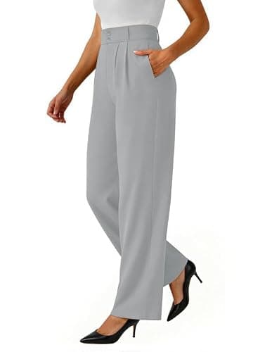 keriffe Womens Wide Leg Dress Pants Stretchy High Waisted Work Trousers - Image 1