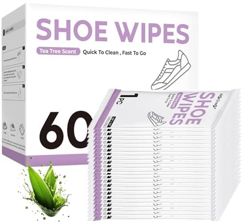 ZHENYEMEI 60 Packs Sneaker Cleaner Wipes, White Shoe Quick Cleaning Wipes for Dirt Stain, Disposable Tennis Shoe Cleaner, Travel Essential Shoe Cleaning Kit for Leather, Individually Wrapped - Image 1