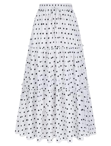 Arolina Ruffle Skirts for Women Trendy Casual Tiered Beach Maxi Skirts Flowy Pleated Ruffle A-Line Boho Skirt Summer Outfits XL - Image 1
