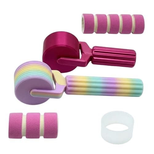 Diamond Art Roller 2 Pack for Diamond Painting, Diamond Painting Roller Tool with Protective Clear Ring & Sponge Grip, Rainbow Brayer Accessories for Pressing Loose Drills - Image 1