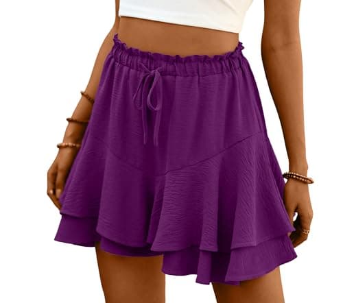 Lepunuo Summer Shorts for Women Casual Boho Tiered Skorts High Waist Mini Ruffle Hem Tennis Shorts - Image 1