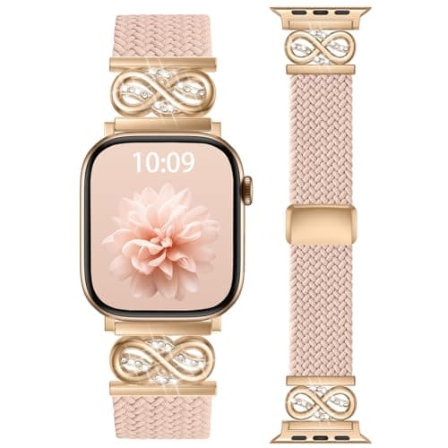 Infinity Loops Watch Bands Compatible with iWatch Bands for Women 40mm 41mm 42mm 38mm, Soft Braided Nylon Fabric Woven Magnetic Clasp Strap for Apple Watch Series 11/10/9/8/7/6/5/4/3/SE/2/1/Ultra - Image 1