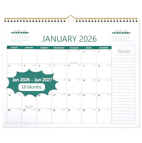 ANYZONE Desk Calendar 2026-2027, 18 Months Calendar from Jan. 2026 to Jun. 2027, 14.5" x 11.5" Desktop/Wall Monthly Calendar with Large Squares, Notes Section for Home, School, Office - Image 1