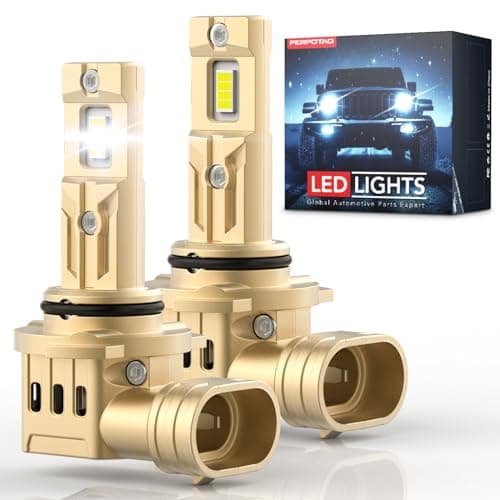 PERPOTAO 9006/HB4 Bulbs, 46000LM 800% Brighter, 60000H Lifespan, 6000K White, 1:1 Halogen Size, IP68 Waterproof, Plug & Play, 2-Pack - Image 1