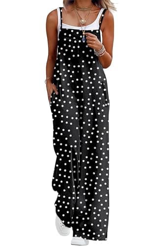 Lepunuo Floral Jumpsuits for Women Casual Rompers for Women Boho Overalls Loose Fit Summer Cute Overalls with Pockets - Image 1