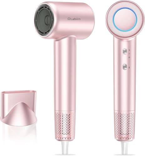 Labiim Hair Dryer, High-Speed 110,000 RPM Brushless Motor Blow Dryer,200 Million Ionic Fast Drying, Lightweight Thermo-Control Quiet Compact Hairdryer with Magnetic Nozzle for Home Salon Travel, Pink - Image 1