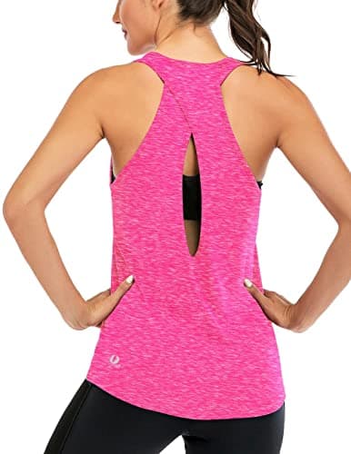 ICTIVE Womens Cross Backless Workout Tops for Women Racerback Open Back Shirts Athletic Sleeveless Clothes Rose S - Image 1