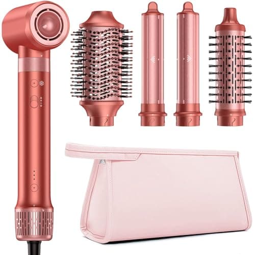HITTIONA 5 in 1 High-Speed Hair Dryer Brush - Hot Air Styler & Hair Styler, Fast Drying Blow Dryer Brush No Heat Damage Multi-Styler Auto Wrap Curlers for Volumizing Curl Straighten Frizz-Free - Image 1