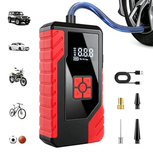 Tire Inflator Portable Air Compressor, 150PSI Digital CordlessTire Inflator with Auto Shut-Off, LED Light & USB Power Bank, for Car SUV Motorcycle Bicycle Balls - Image 1