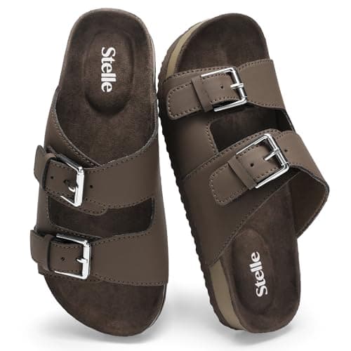 Stelle Kids Sandals Boys Summer Shoes Girls Slippers Slip on Slides with Adjustable Straps for Little Kid/Big Kid(Chocolate,5MB) - Image 1