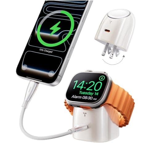 TORRAS Flasheye for Apple Watch Charger & iPhone Charger, 2-in-1 GaN 45W USB C Phone Charger, Foldable Compact Wall Charger Block for Travel, Bedside, Fast Charging for iPhone,iPad,AirPods, Warm White - Image 1