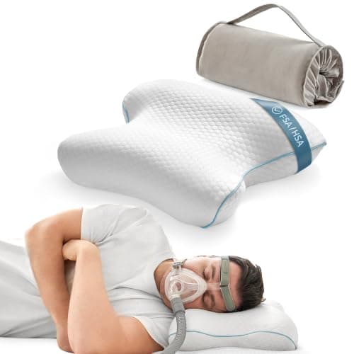Joynox Travel Memory Foam CPAP Bed Pillow for Side & Back Sleepers, Portable Sleep Apnea Pillow with Storage Bag for All CPAP Masks Users, Washable Neck Support Pillow for Hotels Camping - Image 1