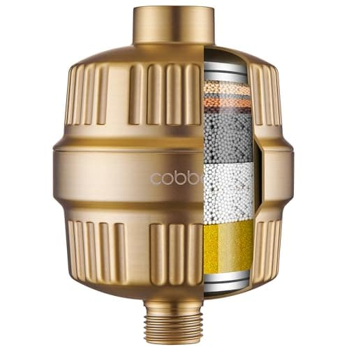 Cobbe HD HEAVY DUTY High Output Shower Filter – 99% REMOVAL Shower Head Filter for Hard Water, Heavy Metals, Chlorine and Harmful Substance, Improve your skin and hair - Brushed Gold - Image 1