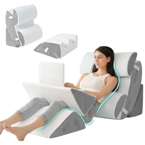 Hansleep Bed Wedge Pillow Set for After Surgery 6PCS, Post Surgery Pillow for Sleep Apnea and Acid Reflux Relief, Adjustable Reading Pillows Back Support with Memory Foam, White, 23" - Image 1