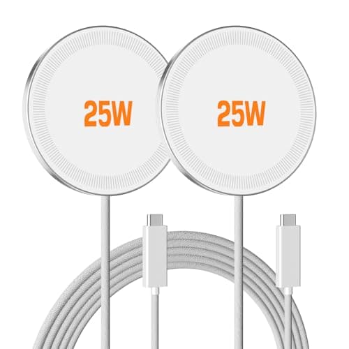 25W Magnetic Wireless Charger: Qi2.2 Qi2 Fast Charging Pad for iPhone 17 16 15 14 13 12 Pro Max, Samsung Galaxy S26 S25, Google Pixel 10, AirPods-Slim Portable for Travel Bedside Office-White 2 Pack - Image 1