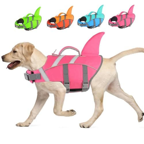 Doglay Dog Life Jacket Shark, Dog Life Vest for Swimming and Boating, High Visibility & High Flotation Swimming Vest with Rescue Handle, Adjustable Puppy Lifesaver for Small Medium Large Dogs - Image 1