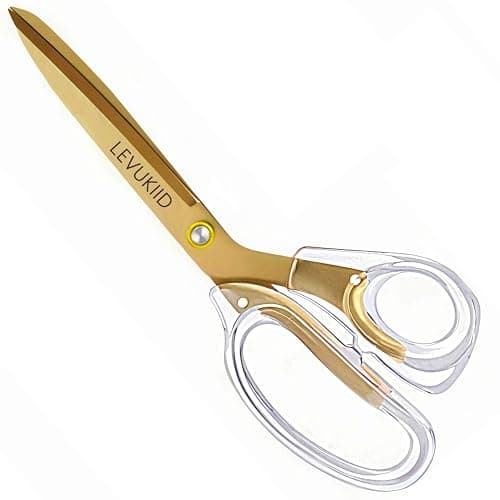 scissors all purpose scissors for office, 9 Inch Titanium Coated Blades and Ergonomic, Clear Sscissors for Office Desk, Modern Design for Craft, Sewing, fabric,Office/Gold - Image 1