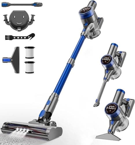Cordless Vacuum Cleaner, 480W/45Kpa Vacuum Cleaners for Home, Self-Standing Stick Vacuum with LED Display, Anti-Tangle & Wall Mount Charging, 8 in 1 Lightweight Vacuum for Hard Floors Carpet Pet Hair - Image 1
