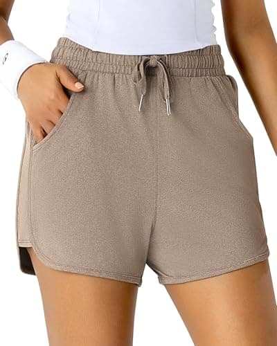Leapstride Sweat Shorts for Women - Athletic Workout Runing Dolphin Shorts with Pockets for Gym Lounge Summer - Image 1