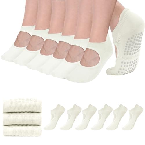 AUHUAYAO pilates socks with grips for women yoga socks for women non slip dance socks pure barre socks yoga sets ballet grip socks socks with grips (US, Alpha, One Size, Regular, Regular, 6, white) - Image 1
