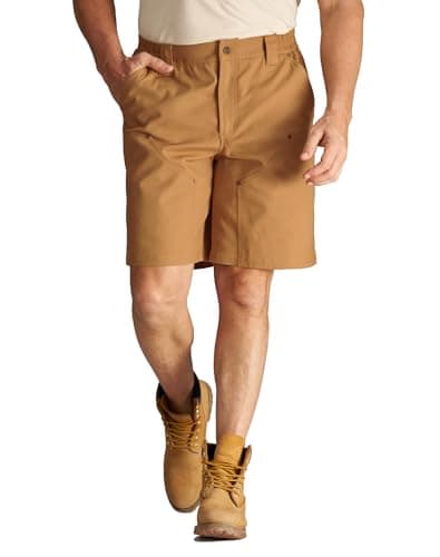 CHRONOLINE Men's Stretch Canvas Work Shorts with Flex Waist Water-Repellent Mid-Rise Regular Fit Carpenter Shorts for Men, Desert Brown, 32 - Image 1