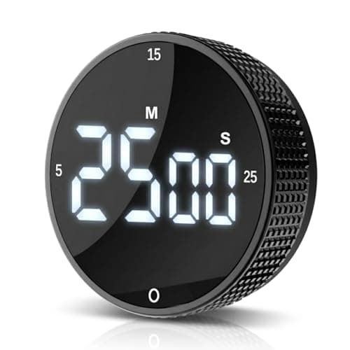 JUNVIL Digital Kitchen Timer, Magnetic Kitchen Timer Clock with Large LED Display, Countdown Count Up, Rotary Dial, 5/15/25 Min Presets, 3 Volume Levels for Cooking, Productivity, Pomodoro, Classroom - Image 1