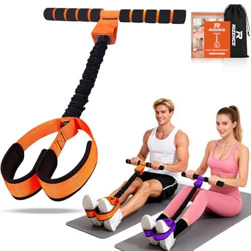 RIZENCE 2026 Upgrade Pedal Resistance Bands with Handle - Multifunction Thickened Latex Tubes Foot Pedal Resistance Band - Fashion Puller Sit Up Equipment for Men Women for Full Body Exercise - 75LBS