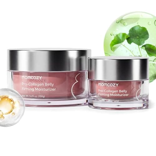 Momcozy Belly Cream Home & Away Duo, EWG Verified, Clinically Tested 4x Peptides to Reduce Stretch Marks, 150g + 30g Belly Moisturizer Set, Skin Resilience Care, 6.35 oz Total - Image 1