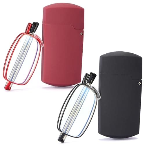 Yiwaeye Folding Reading Glasses Blue Light Blocking, Soft Nose Pad Spring Hinge Portable Small Readers for Men Women 2 Pack Black/Red +2.5 - Image 1