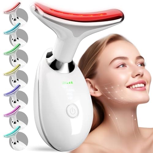 7 Color Neck Face Massager Tool, Facial Massager with Vibration Tech, Rechargeable Face culpting Wand for Skin Care (White) - Image 1