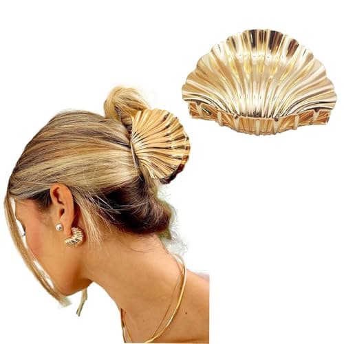 Hclian Seashell Hair Clip Large Claw Clips Gold Shell Jumbo Claw Clips for Thick Long Curly Hair Fashion Styling Accessories for Women - Image 1