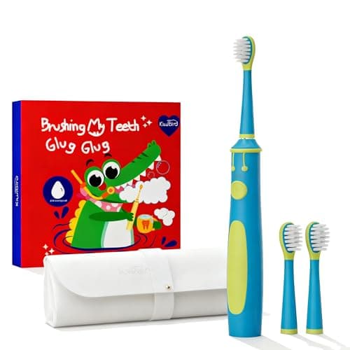 KIWIBIRD Kids Electric Toothbrush for Ages 3–10, Toddler Sonic Toothbrush with 4 Modes & Soft Silicone Bristles, 2-Min Timer Pressure Sensor, 45-Day Rechargeable Battery, Waterproof (Blue) - Image 1