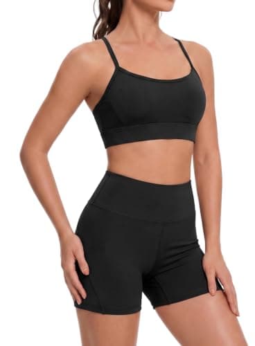 Workout Sets for Women 2 Piece Yoga Outfit Matching Sets Black XS - Image 1