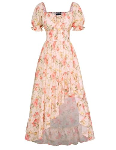 Wedding Guest Corset Dress Floral Summer Dresses for Women 2026 Easter Chiffon Dress Yellow XL - Image 1