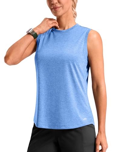 Viodia Women's Sleeveless Loose Fit Workout Tops Quick Dry Running Athletic Shirts High Neck Tennis Yoga Tank Tops for Women Sky Blue XL - Image 1