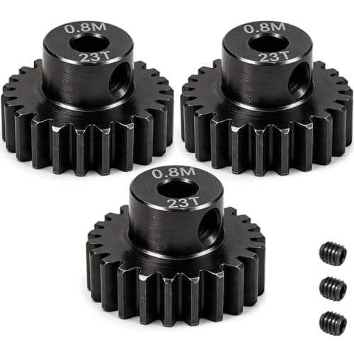 3-Pack Steel Metal 0.8M 5mm Pinion Motor Gear Sets 23T Compatible with HPI Kyosho Losi Axial Tamiya 1/8 1/10 RC Car Monster Truck Buggy, 0.8 Module Gear for Traxxsa Arrma - Image 1