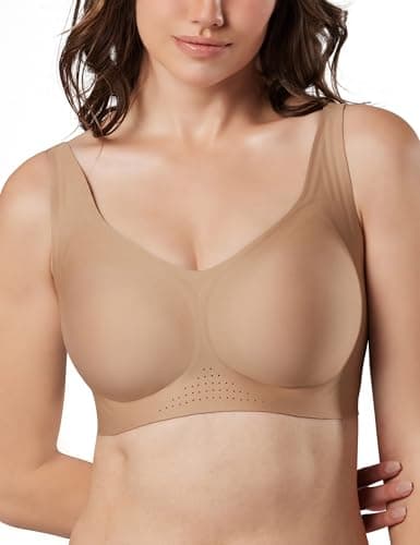 Tarbo Sleep Bras for Women – Seamless Jelly Wireless Push Up Bra, Comfortable No Underwire with Support and Lift, Full Coverage Back Smoothing, T-Shirt Bralette Nude S - Image 1