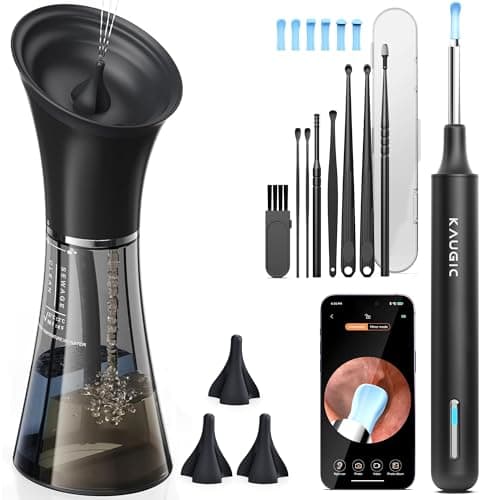 KAUGIC Ear Wax Removal Kit with Camera – Ear Cleaner Tool for Safe & Effective Ear Care – Includes Ear Camera for Visual Inspection & Gentle Ear Irrigation System – Complete Ear Cleaning Solution - Image 1