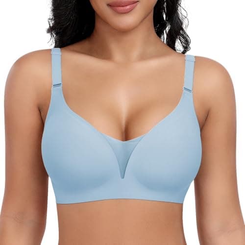 Ganado Wireless Bras for Women Full Coverage Mesh Seamless Supportive Comfortable Bras No Wire T Shirt Bra Padded Bralette #2 Purple, Medium - Image 1
