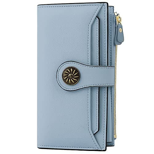 Travelambo Women's Wallet RFID Blocking Large Size Triple Fold Oil Edge Leather Card Holder with Zipper Pocket & Slim Compact Credit Card Organizer for Ladies - Image 1