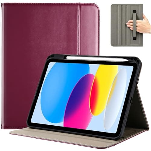 ProCase for iPad A16 11th Generation 11” 2025/iPad 10th Generation 10.9” 2022 with Pencil Holder, iPad 11/10 PU Leather Case Business Stand Cover Smart Folio with Hand Strap Front Pocket -Berrypurple - Image 1
