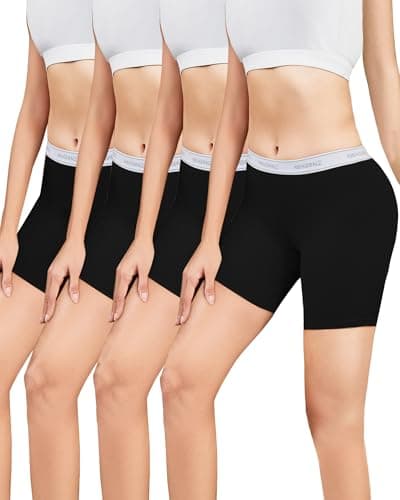 Nexgenz Cotton Boyshort Underwear for Women boxer briefs 4 Pack Black Medium 5.5" Inseam
