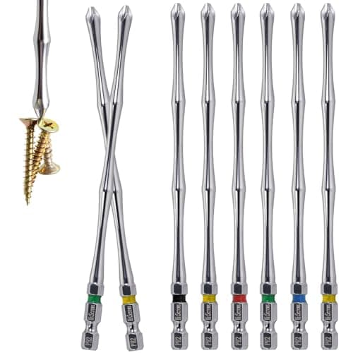Hitscrews Magnetic Screwdriver Bits PH2#2-6 Inch, S2 Steel, White Chrome, CNC Phillips Tip) – Long Impact Driver Bits for Deep Screws, Framing, Cabinets – 10 Pack - Image 1